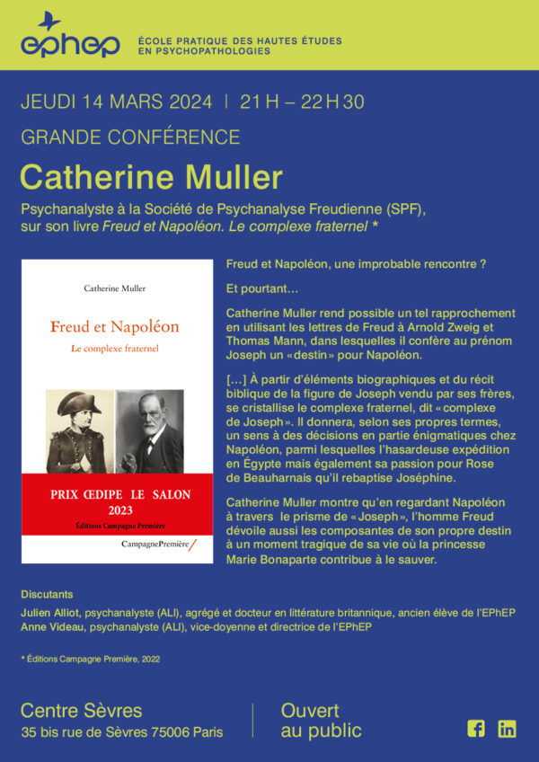 Grande conférence EPhEP autour du livre de Catherine Muller, "Freud et Napoléon, le complexe fraternel"